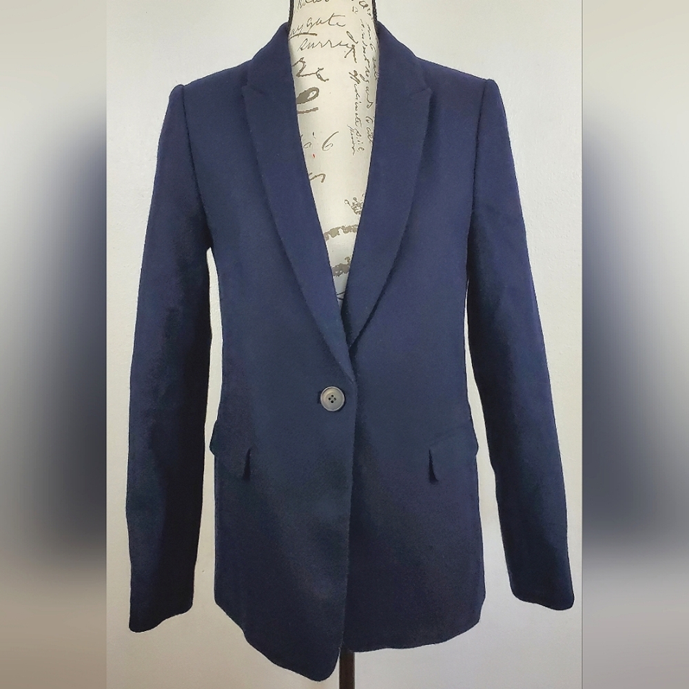 Boden British Tweed Blazer Women’s Size US 6 Navy Wool Blazer Abraham Moon